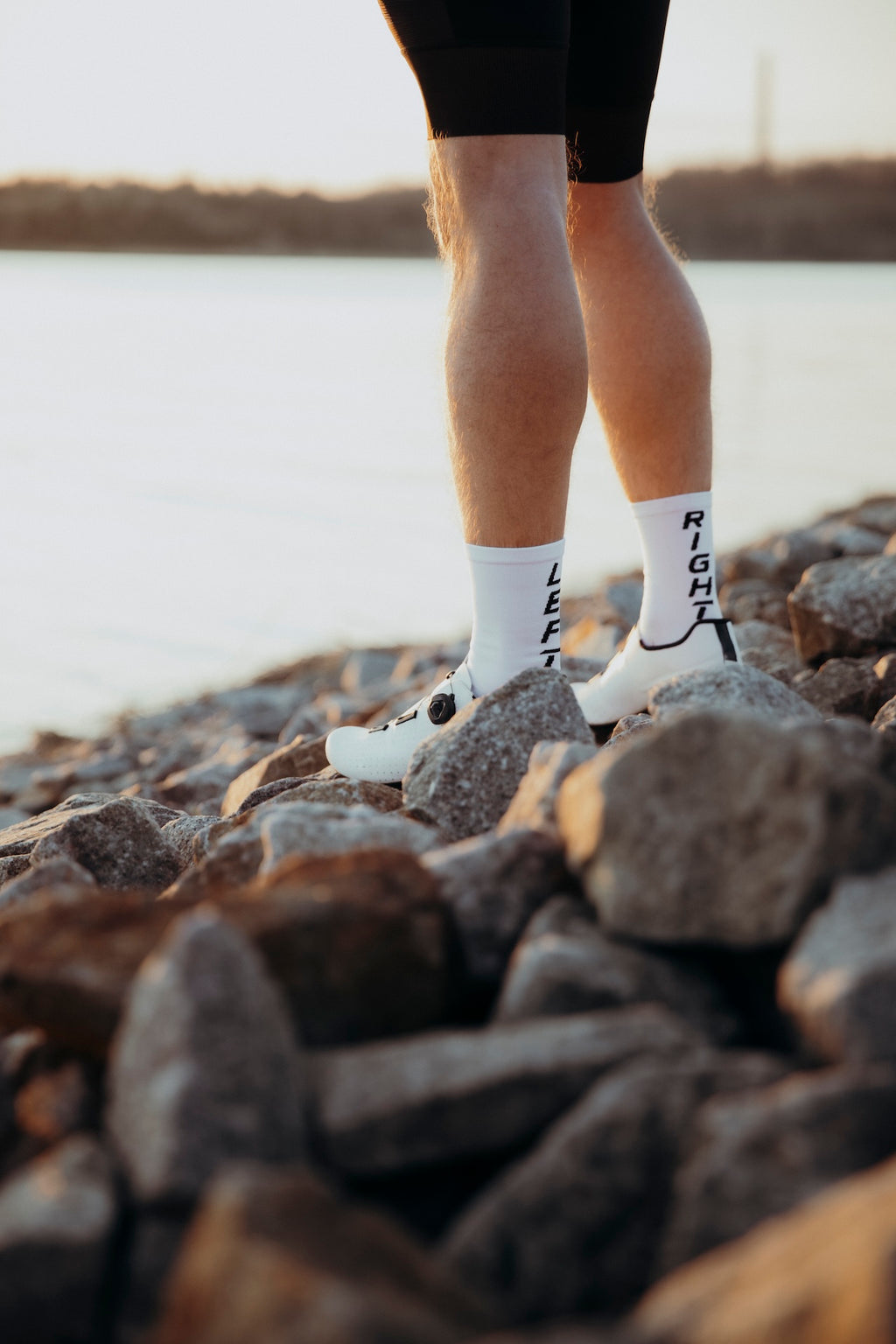 Rennrad Socken "Left/Right“ - Weiss