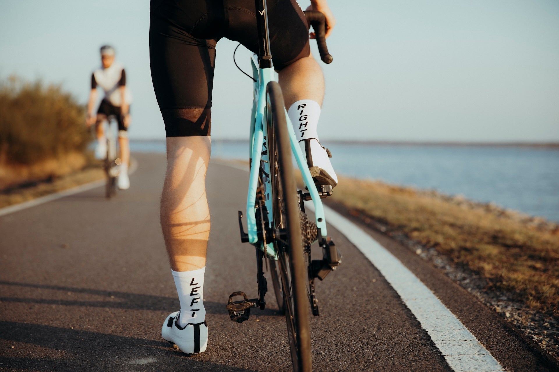 Rennrad Socken "Left/Right“ - Weiss